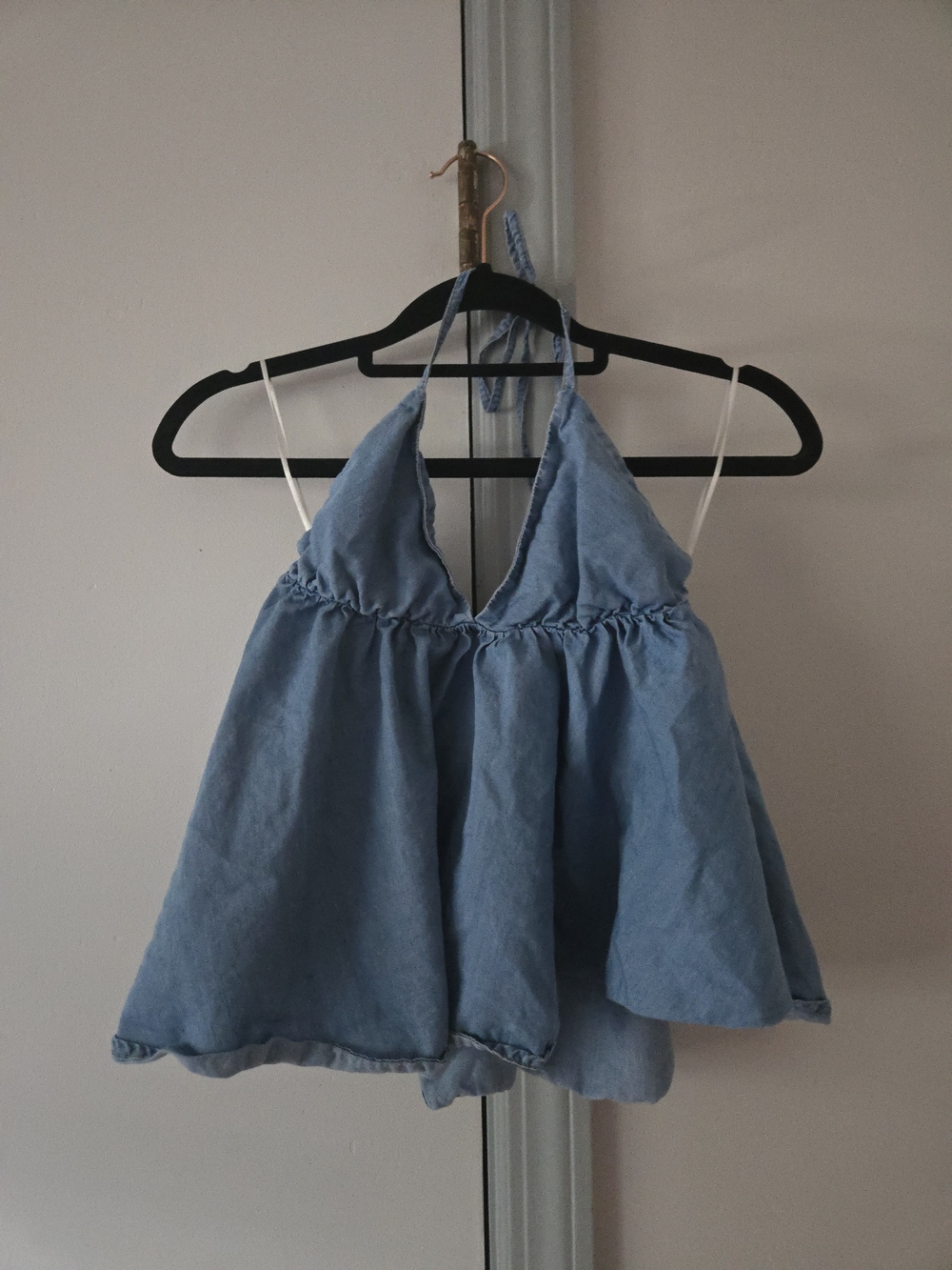 Divided Light Blue Denim Halter Babydoll Top